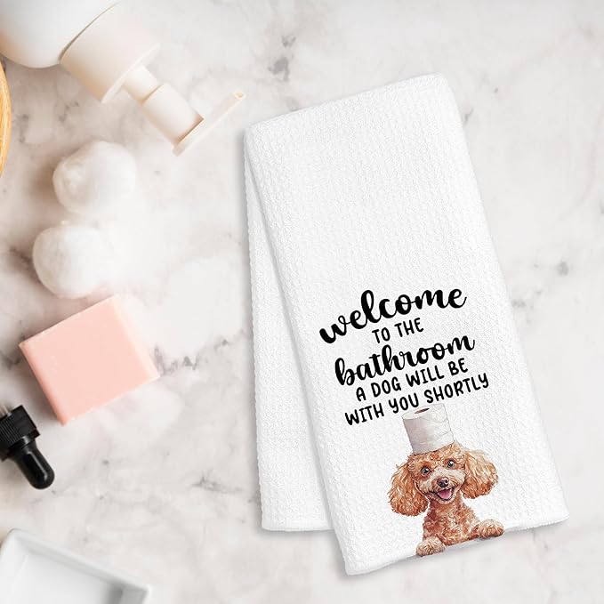 Funny Poodle Hand Towels for Bathroom Decor, Poodle Gifts for Women Men, Dog Lover Owner Gifts Decorative Hand Towels for Bathroom Restroom Room, 16x24 Inch