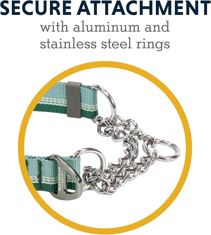 Ruffwear, Chain Reaction Dog Collar, Adjustable Reflective Martingale Escape-Proof Collar with Stainless Steel Chain, Professional Training Control, River Rock Green, 20"-26"