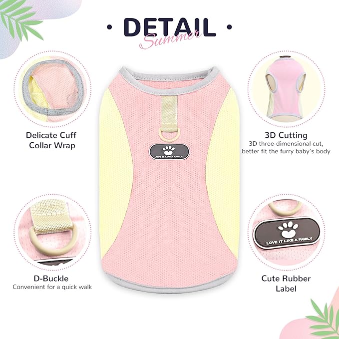 Dog Cooling Vest with D-Ring Dog Tshirt Sun Protection Small Puppy Clothes for Girls Boys Stretchy Shirts for Dogs Lightweight Breathable Shirt French Bulldog Frenchie Dachshund Clothes