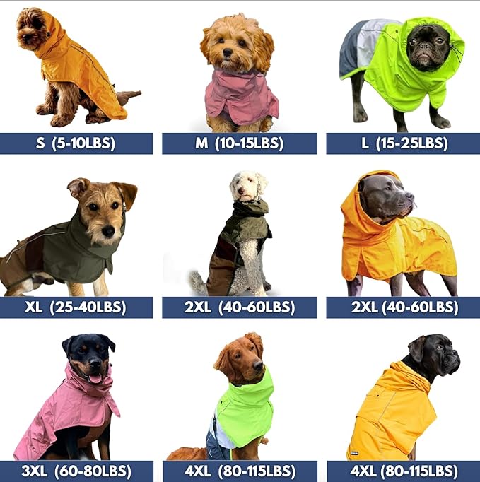 Spark Paws Dog Raincoat, Waterproof Windproof Rain Jacket, for Small Medium Large Extra Large Dogs, Reflective Breathable Full-Body Coverage Dry Suit - Sea Pink, M
