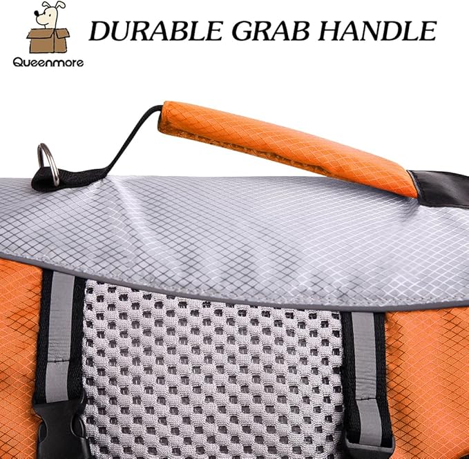 Dog Life Jacket Swimming Vest Lightweight High Reflective Pet Lifesaver with Lift Handle, Leash Ring Orange,XS