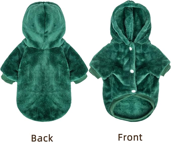 FabriCastle Dog Hoodie Sweater for Small Dogs Boy and Girl, Dog Clothes XS XXS Puppy Sweatshirt, Pet Outfit, Cat Clothing Super Soft Warm Snap On Closure (Dark Green, XX-Small)