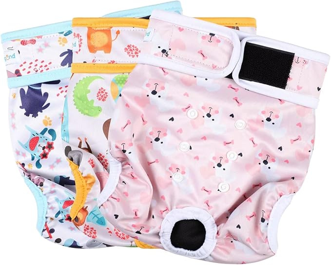 Paw Legend Washable Reusable Female Dog Period Diapers for Heat Doggie Puppy Diapers for Female Dogs (3 Pack, Medium)