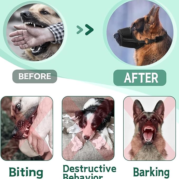 New 2025 Dog Muzzle for Small Dogs, Soft Material with Reflective & Adjustable Strap, Breathable Mouth Guard for Biting Chewing Grooming, Allow Panting Drinking, Prevent Biting (Blue, XL Size)