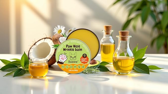Paw Nose Dog Lick Safe Balm – Natural Moisturizer for Dry and Cracked Paws, Soothes Itchy, Sensitive and Irritated Skin, Wrinkle Irritation Relief, Protective Pet Care Soothing Essentials, 80g
