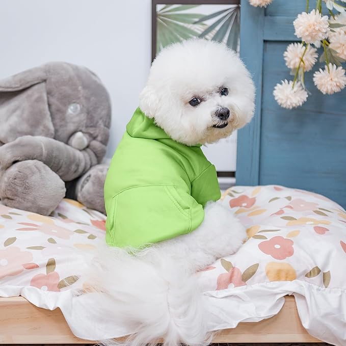 KOOLTAIL Dog Hoodie for Large Medium Small Dogs, Soft and Warm Pet Sweater with Leash Hole and Pocket Boy Girl, Puppy Fall Winter Jacket Clothes, French Pitbull Cold Weather Coat Sweatshirt,Green M