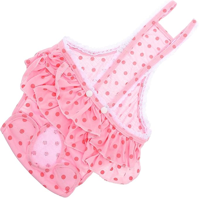 Pet Dog Diapers Female Physiological Panties with Suspenders, Pink M Size, Soft Breathable Fabric for Heat Cycle Protection, Suitable for Small to Medium Female Dogs