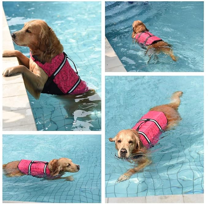 Doglay Dog Life Jacket, Dog Life Vest for Swimming Boating, Adjustable Puppy Life Jacket with Reflective Stripes, Superior Buoyancy Dog Swimming Vest for Small Medium and Large Dogs