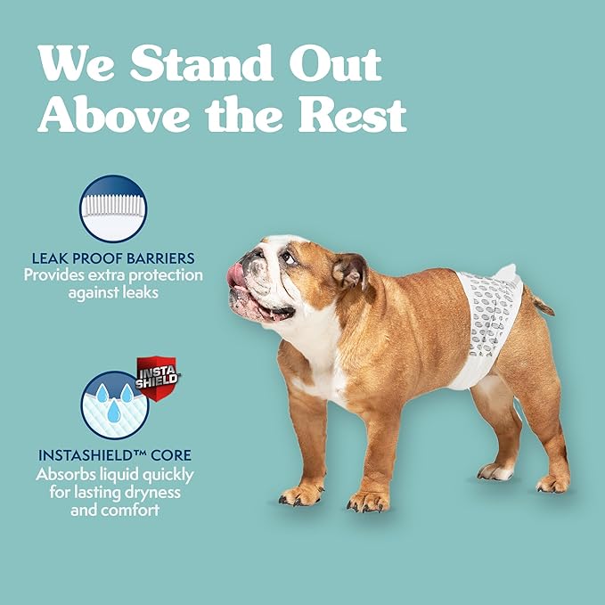 Simple Solution Disposable Dog Diapers for Male Dogs - Male Wraps with Super Absorbent Leak-Proof Fit - Toy - 12 Count