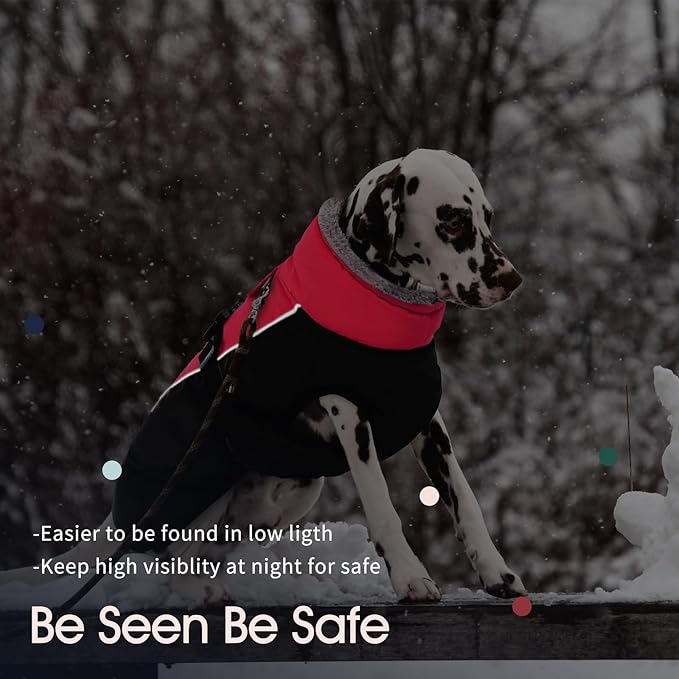 IECOii Extra Warm Fleece Dog Jacket with Buckle - Reflective Turtleneck Coat for Cold Weather - Small to Extra Large Dogs