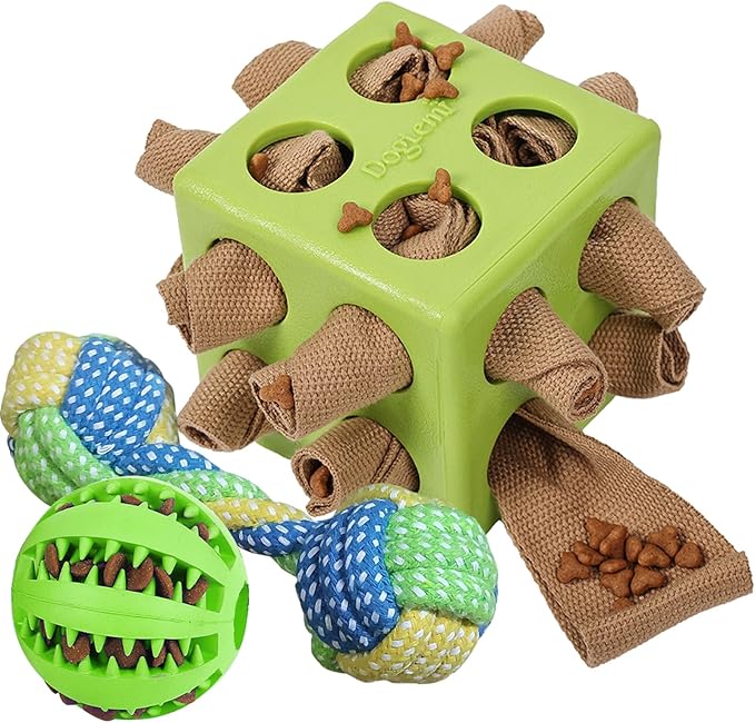 Dog Puzzles, Interactive Snuffle Toys for Dogs, Slow Eating and Keep Busy, Encourage Natural Foraging Skills, Relieve Boredom, 3 Pack Dog Chew Toys for Aggressive Chewers