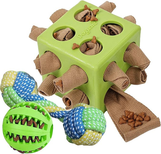 Dog Puzzles, Interactive Snuffle Toys for Dogs, Slow Eating and Keep Busy, Encourage Natural Foraging Skills, Relieve Boredom, 3 Pack Dog Chew Toys for Aggressive Chewers