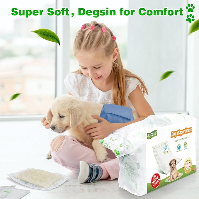 Dog Diaper Liners 100ct Super Soft and Absorbent Dog Diaper Booster Pads for Male Dog Belly Bands or Female Dog Diapers(X-Large, 100pcs)