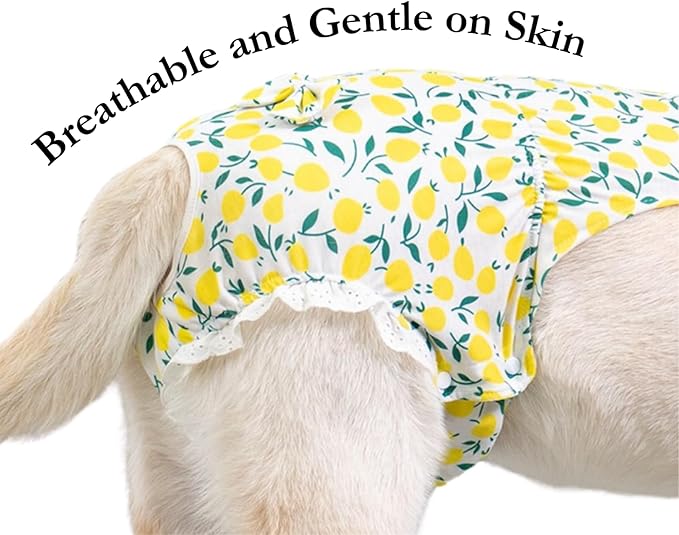 Dogs Heat Protection Washable Onesie Suit, Period Care (with Pads) for Female, Behavioral Control (with Diapers) for Male (Yellow,3XL)