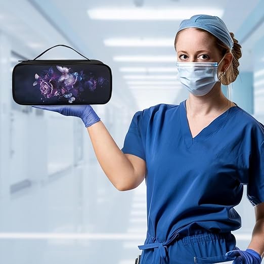 Gomyblomy Purple Rose Stethoscope Case for Classic III, Lightweight II S.E, Cardiology IV Diagnostic, Acoustica Stethoscopes, Large Capacity Travel Stethoscope Bag with Extra Room