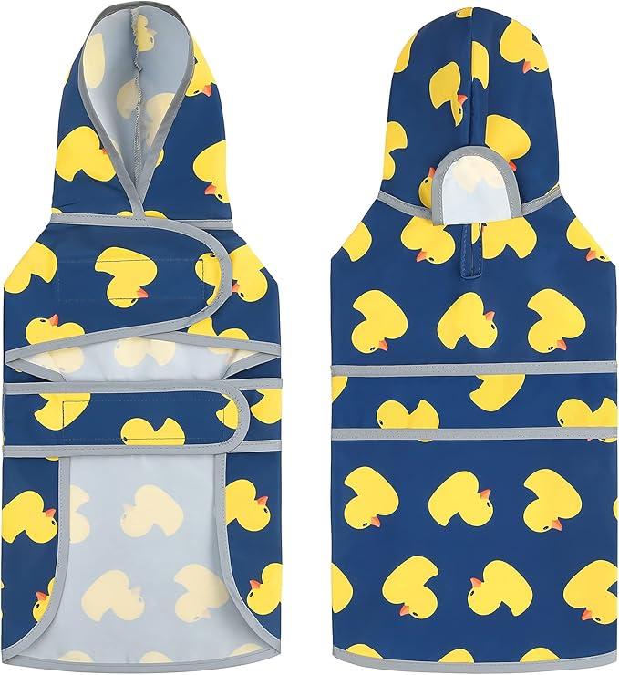 Dog Raincoat for Small Dogs Puppies Waterproof Jacket Hooded Rain Coats with Reflective Strips Leash Hole & Poncho Adjustable Fit (Duck,XS)