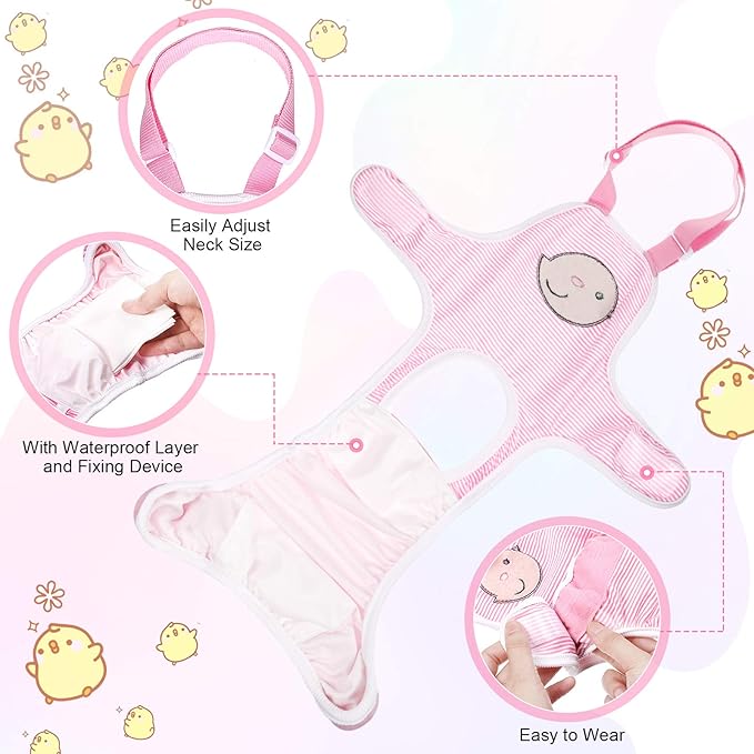 Nuanchu 3 Pcs Female Dog Diaper Sanitary Panties with Adjustable Suspender, Washable Reusable Doggie Diapers for Small Medium Large Dog in Heat Period Menstrual Pet Cats Ducks(Cute Pattern,XL)
