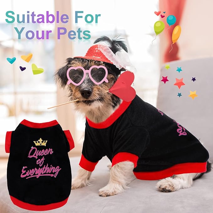 Weewooday 5 Pieces Valentine‘s Day Dog Shirt for Small Dogs Girl Small Dog Puppy Clothes for Chihuahua Yorkie Bulldog Schnauzer Breathable Shirt Vest(Medium)