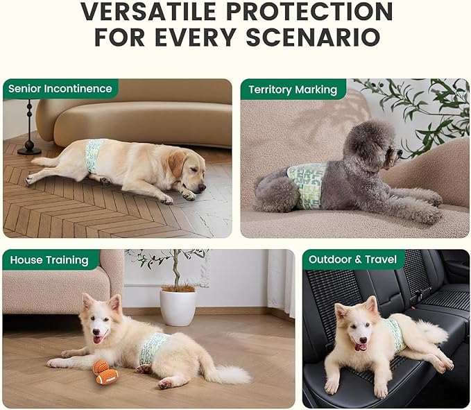 Gardner Pet Male Dog Diapers Disposable 50 Ct, Male Dog Wraps with Wetness Indicator & Flashdry Gel Technology, Dog Diapers Male for Puppy Training, Marking, Incontinence, Travel - Small