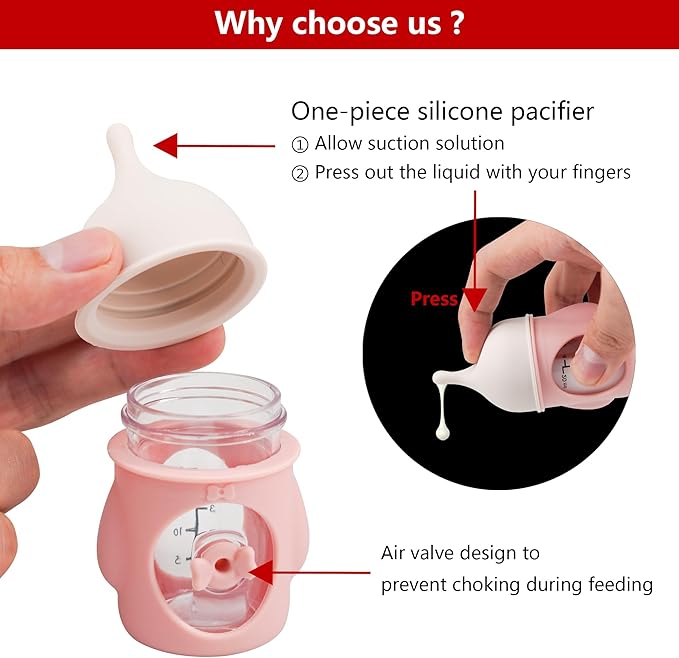 Puppy Bottles for Nursing，Kitten Bottles for Nursing，Pet Feeding Bottle，(Pink- 20ml)