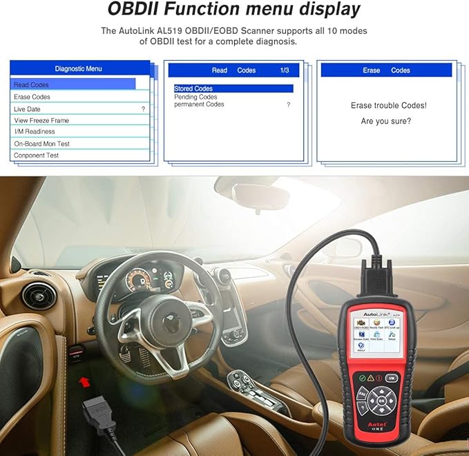 Autel AL519 OBD2 Scanner, 2026 Newer Professional Mechanic OBDII & CAN Car Diagnostic Code Reader Tool for Check Engine Light, One-Click Smog Check, DTCs Lookup, Upgraded Ver. of AL319/ MS309