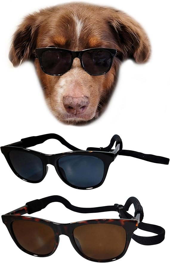 G006 Dog Pet 80s Costume Sunglasses Prop Photoshoot Medium Breeds 20-40 lbs (2-Pack Black+Tortoise Brown)