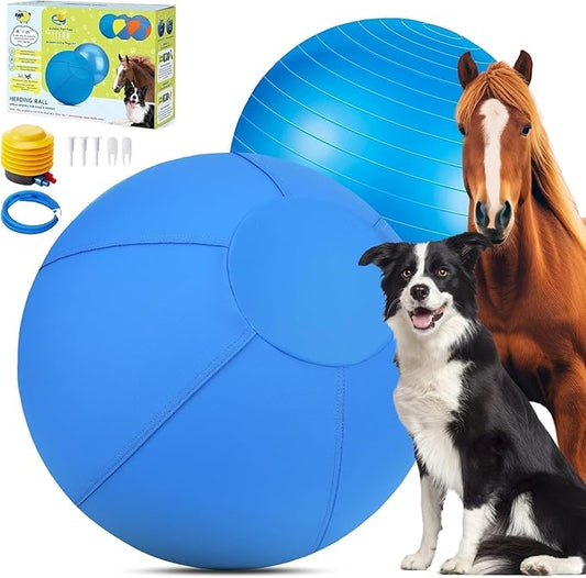 Herding Ball for Dogs and Horses, 18" Jolly Ball for Dogs, Dog Herding Balls for Australian Shepherd Collie, Durable Bite-Resistant with Reinforced Stitching, Medium Dog Toys Gifts for Dogs- Blue
