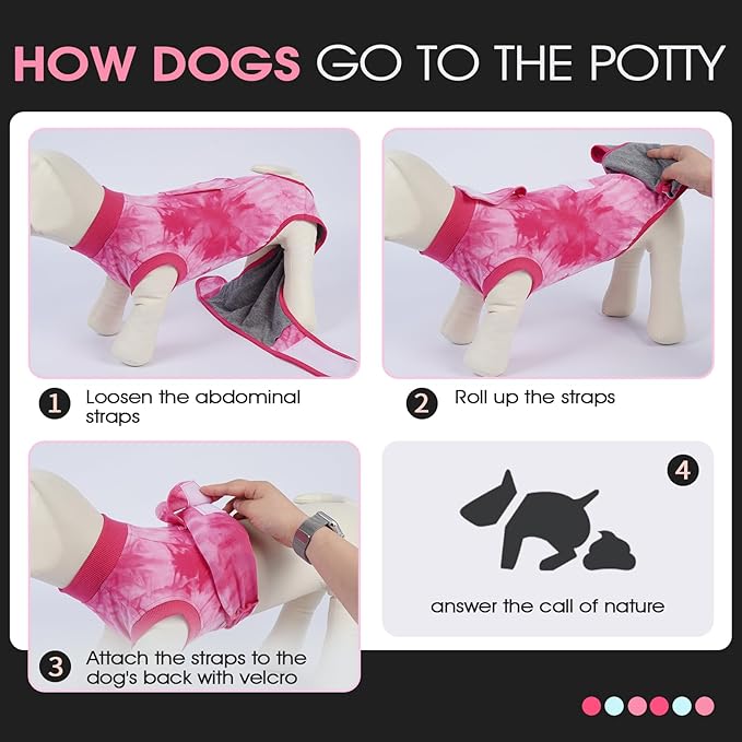 FUAMEY Surgery Recovery Suit for Large Dogs,Dog Surgery Suit Female Spay Male Dogs Neuter Recovery Shirt Dog Onesie Anti Licking Abdominal Wounds Pet Bodysuit Skin Conditions Rose Dye XL