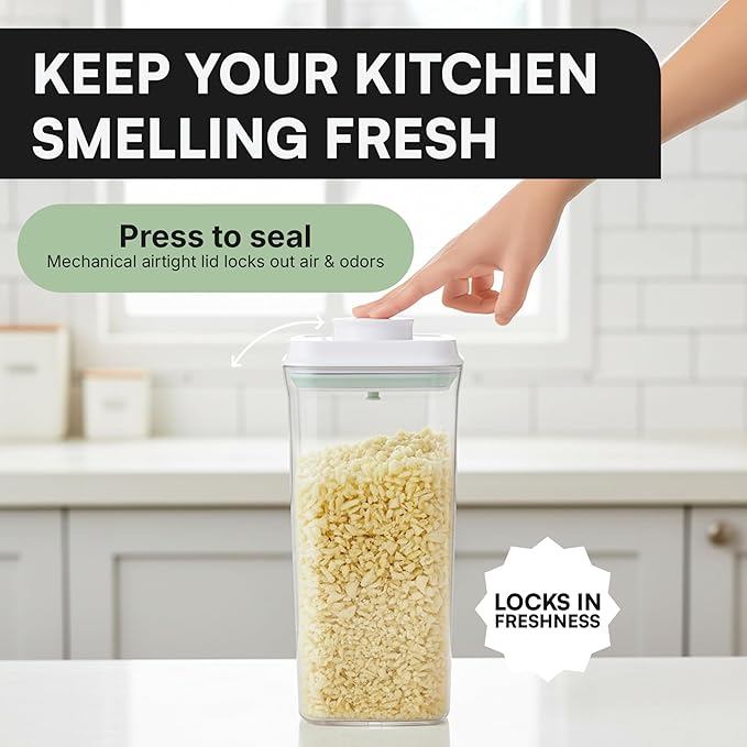Bop Top Airtight Food Storage Containers with Lid 84 oz | Kitchen Canister Sets | Air Tight Pantry Container | Pop Top Dry Food Storage Containers for Snacks, Sugar, Flour, Baking, Cereal, Pasta