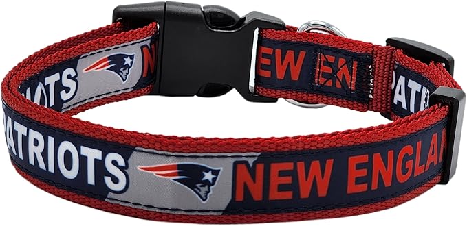 Pets First NFL New England Patriots Licensed PET COLLAR, Large - Heavy-Duty, Strong, and Durable Dog Collar. Available in 31 Football Teams and 4 Sizes
