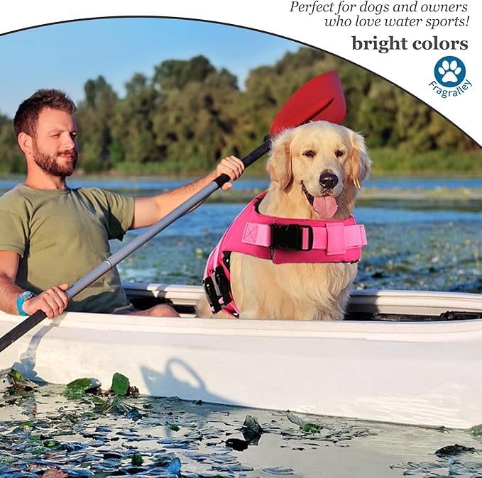 Fragralley Dog Life Jacket Shark, Dog Life Vest Adjustable Ripstop, Dog Swimming Safety Vest with Superior Buoyancy & Rescue Handle for Small Medium Large Dogs, Swim, Pool, Beach, Boating