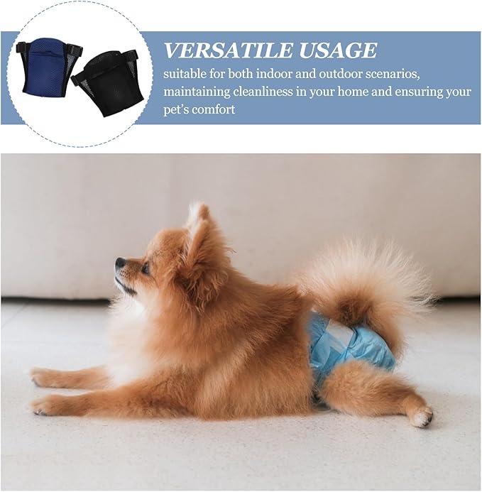 SUPVOX Female Dog Diapers Washable Reusable Pet Menstrual Pants with Replaceable Pads Breathable L Size (40-49cm) 2pcs for Heat Cycle Protection