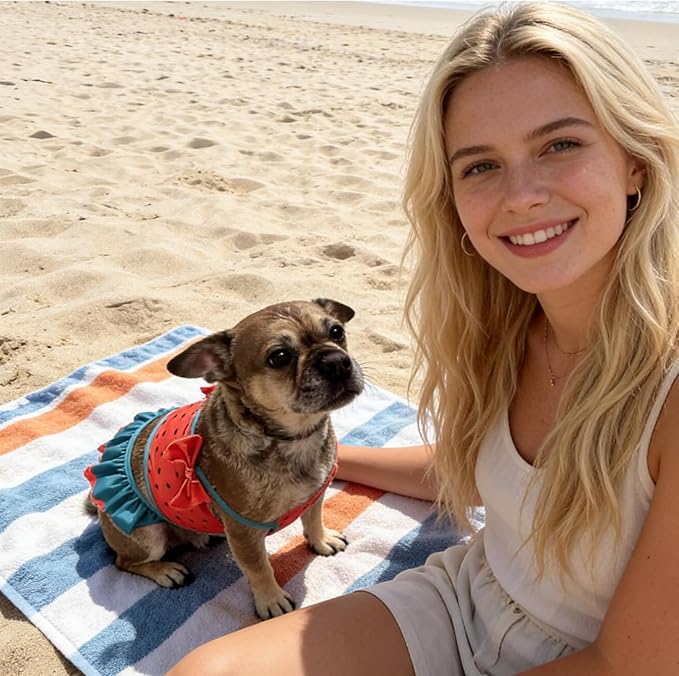 Funny Dog Swimwear Bikini Summer Dog Clothes Beach Swimsuit Puppy Bathing Suit Puppy Vest Cooling Pet Shirt for Small Dogs, Cat Apparel (Watermelon, X-Large)