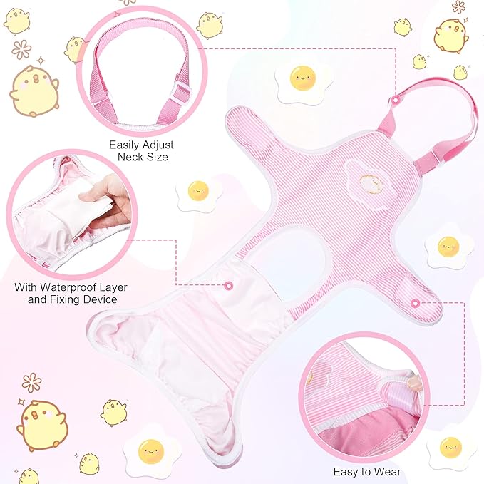 Nuanchu 3 Pcs Female Dog Diaper Sanitary Panties with Adjustable Suspender, Washable Reusable Doggie Diapers for Small Medium Large Dog in Heat Period Menstrual Pet Cats Ducks(Delicate Pattern,XL)