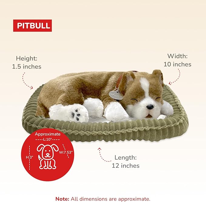 Original Petzzz Pit Bull Realistic, Lifelike Stuffed Interactive Pet Toy, Companion Pet Dog with 100% Handcrafted Synthetic Fur