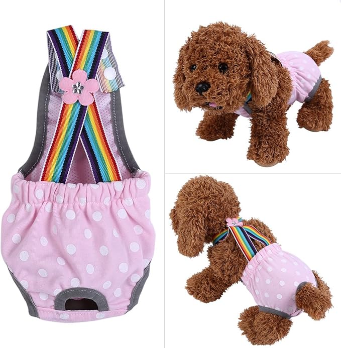 EVTSCAN Washable Female Dog Diapers Underwear, 6Sizes Pet Sanitary Pants Cloth Diaper Nappy Covers Underwear Reusable Suspender(S/10号)
