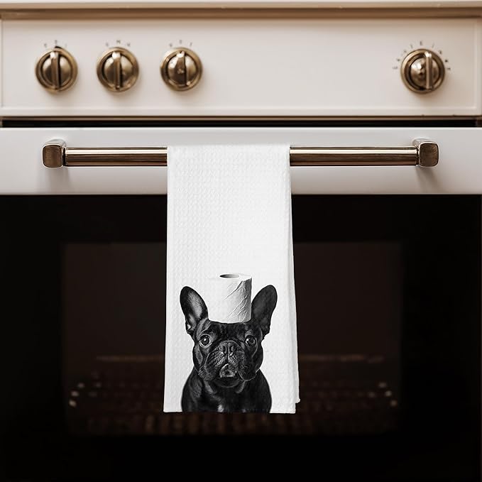 Funny Black French Bulldog Bathroom Hand Towels, Gifts for French Bulldog Lovers, Dog Bathroom Decor, Frenchie Gifts Decorative Hand Towels for Bath Room Washroom Spa Gym, 16x24 Inches