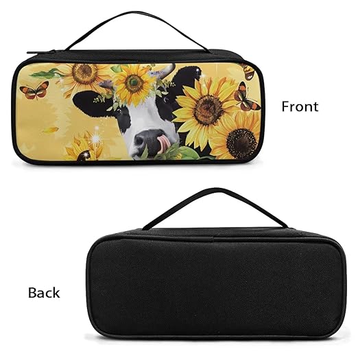 Gomyblomy Funny Stethoscope Case with Extra Room and Handle, Sunflower Cow Print Stethoscope Carrying Case Lightweight Stethoscope Holder Compatible with Most Stethoscopes