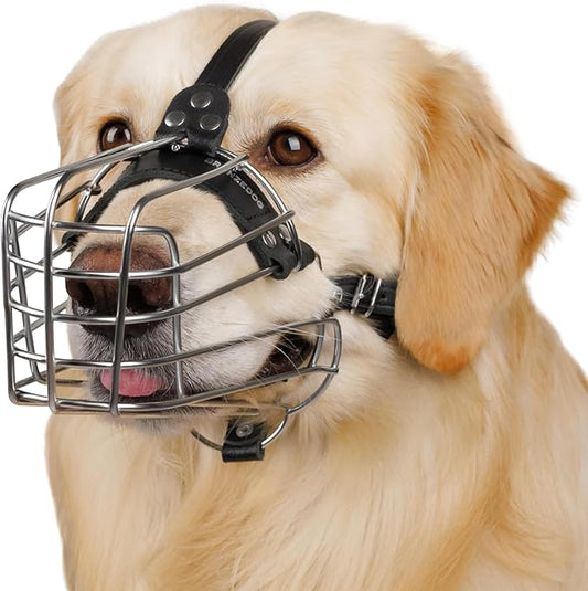 BRONZEDOG Wire Basket Dog Muzzle, Breathable Metal Mask for Small, Medium & Large Dogs, Adjustable & Padded, Training & Behavior Support (Size 5)
