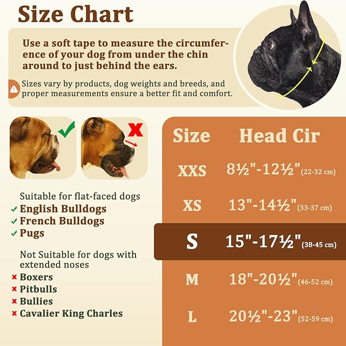 Mayerzon French Bulldog Muzzle, Mesh Short Snout Dog Muzzle for Flat-Faced Dogs Pug English Bulldog, Allows Full Panting & Drinking, Prevents Chewing Eating, Ideal for Grooming Vet Visits Walking