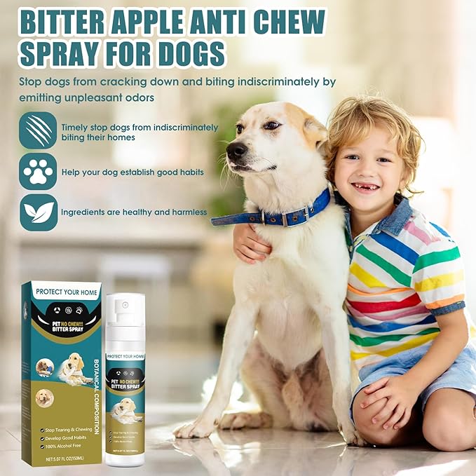 QHZ No Chew Spray for Dogs Bitter Apple Spray to Stop Chewing, Training Deterrent for Puppies & Adult Dogs, Protects Furniture, Shoes, Cords