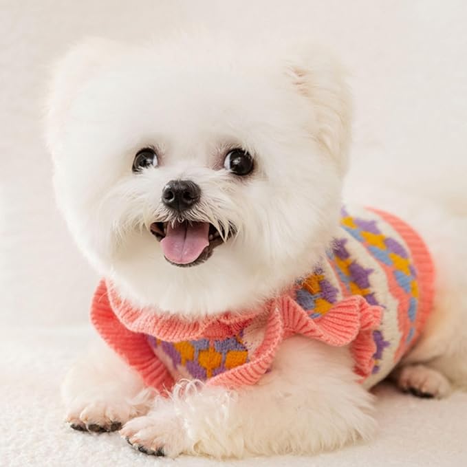 Cute Winter Dog Sweater Flower Puppy Sweater for Small Medium Dogs Boy Girl