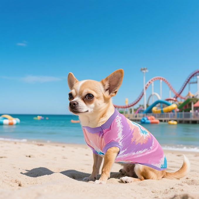 Tie Dye Dog Shirts for XXXL Large Dogs Girl Female Pink Purple Sleeveless Tank Top Tee Clothes Vest Pet Apparel Streetwear Garment Lightweight Stretchable Outfit Pack of 2