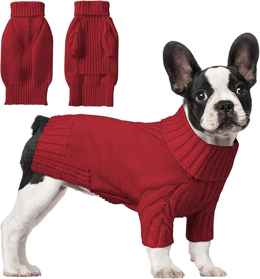 Dog Sweaters for Small Medium Large Dog, Classic Turtleneck Pet Clothes Warm Thermal Doggy Winter Coat, Thick Double Knitting Collar Pullover Cold Weather Puppy Jacket for Indoor & Outdoor Wear