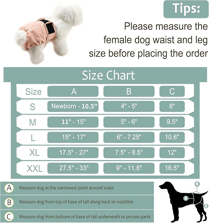 Washable Female Dog Diapers - Premium Reusable Diapers for Doggie in Heat - Highly Absorbent Dog Diapers Female for Pet Incontinence with Adjustable Snaps Pink, S
