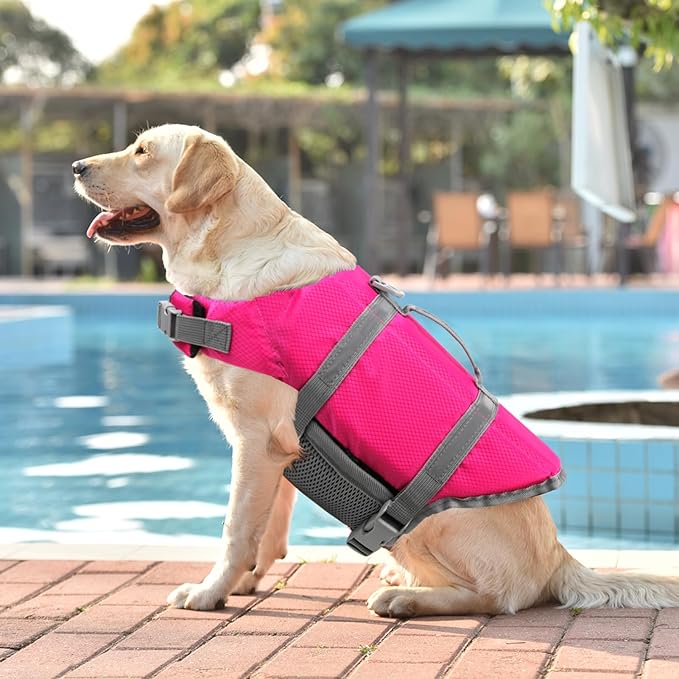 Doglay Dog Life Jacket, Dog Life Vest for Swimming Boating, Adjustable Puppy Life Jacket with Reflective Stripes, Superior Buoyancy Dog Swimming Vest for Small Medium and Large Dogs