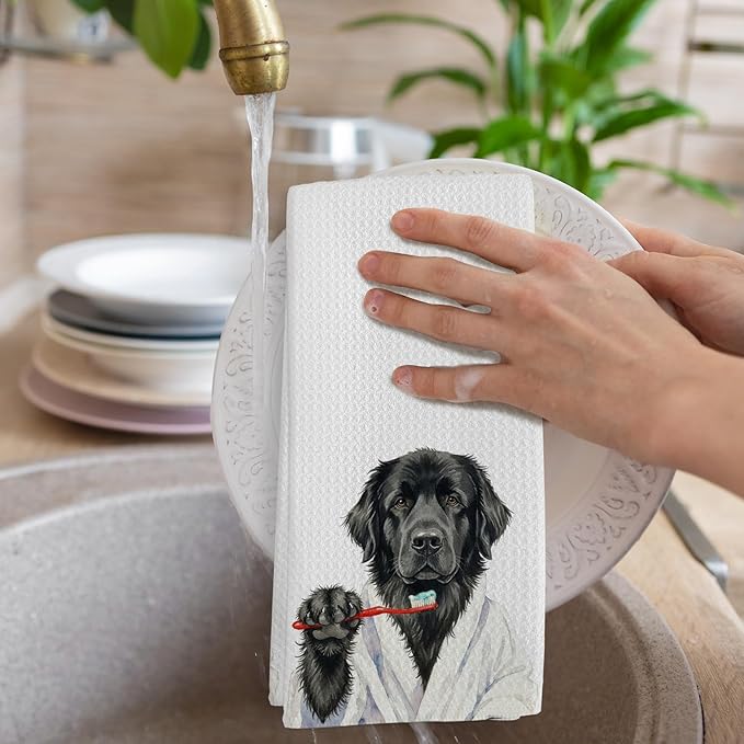 Funny Newfoundland Dog Gifts Bathroom Hand Towel, Newfoundland Dog Hand Towel for Bathroom Kitchen Washroom Decor, Funny Dogs Lover Gifts Dish Tea Towels, 16x24 Inch