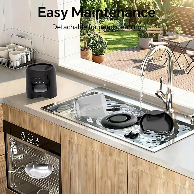 Automatic Cet Feeder with Camera, 5G/ 2.4GWiFi, 3K HD App Control - Smart Dog Cat Feeder, 2-Way Audio, Night Vision, Slow Feed, 6L Capacity, Battery Backup, Anti-Jam, Freshness Seal, Black