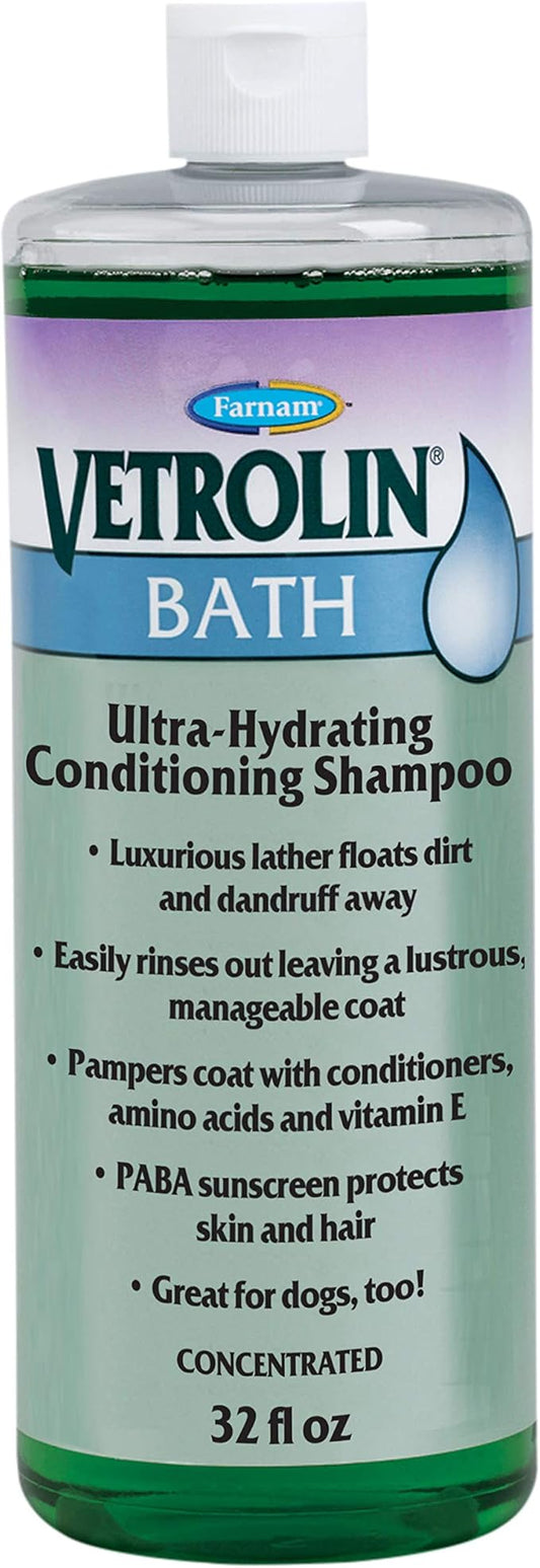 Farnam Vetrolin Bath Ultra-Hydrating Shampoo for Horses and Dogs, 32 Ounces