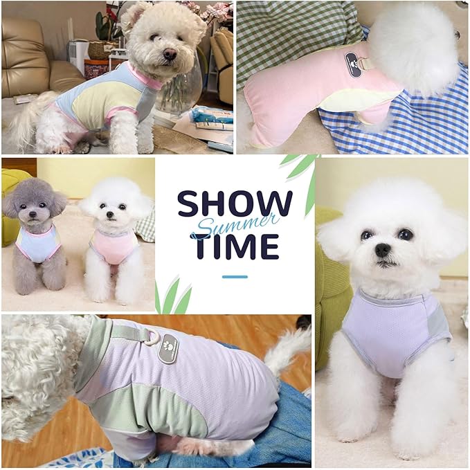 3 Pack Dog Cooling Vest with D-Ring Dog Tshirt Sun Protection Small Puppy Clothes for Girls Boys Stretchy Shirts for Dogs Lightweight Breathable Shirt French Bulldog Frenchie Dachshund Clothes